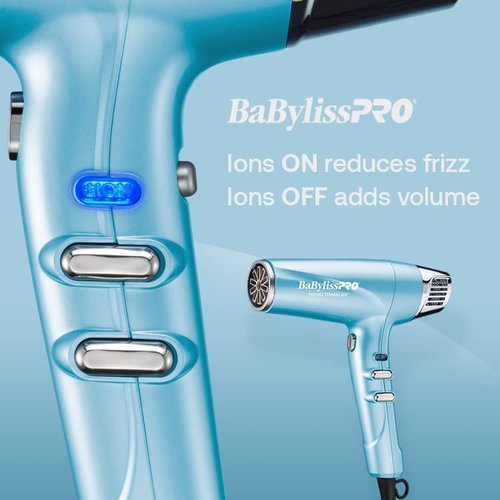 BabylissPRO Nano Titanium Hair Dryer - 1875-Watt Professional Blow Dryer with Ionic Technology for Faster, Frizz-Free Drying