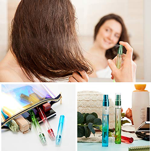 Skiennix Mini Travel Perfume Spray Bottles - 10ml Colorful Glass Atomizers | Refillable Fine Mist Sprayers (6 Gradient Colors)