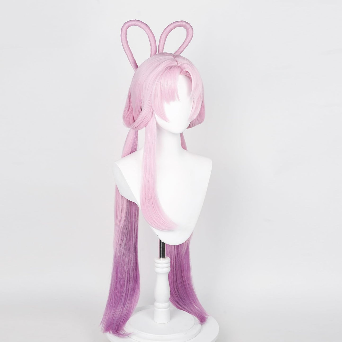 XiongXiongLe Game Honkai Star Rail Fu Xuan Cosplay Wig Women Pink Gradient Purple Long Straight Split Special Hair Bun Wigs for Girls Cos Party Halloween Christmas Comic Con(FuXuan)