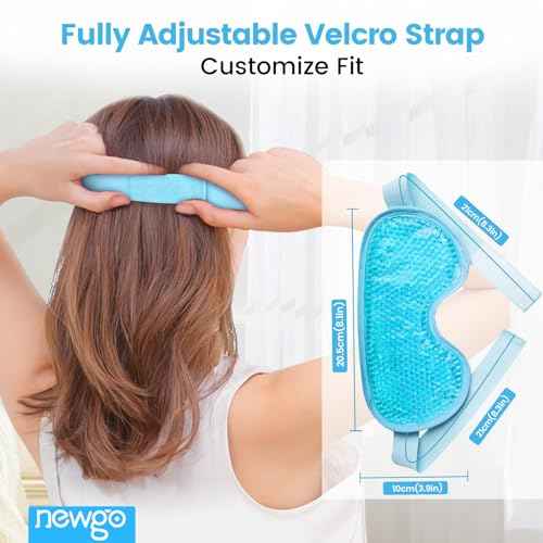 NEWGO Cooling Eye Mask for Puffy Eyes, Cold Eye Mask Eye Ice Pack for After Eyes Surgery, Tension Stress Relief, Itchy Eyes, Headaches, Dark Circles - Blue