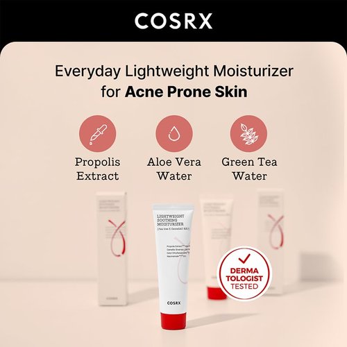 COSRX AC Collection Lightweight Soothing Moisturizer, 80ml / 2.70 fl.oz | Aloe Vera Leaves Extract 71.2% | Animal Testing Free, Paraben Free