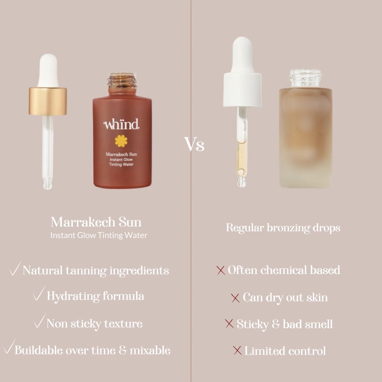 WHIND Marrakech Sun Instant Glow Tinting Water - Lightweight Self Tanner Face Drops for Streak-Free Radiance - 1oz / 30ml