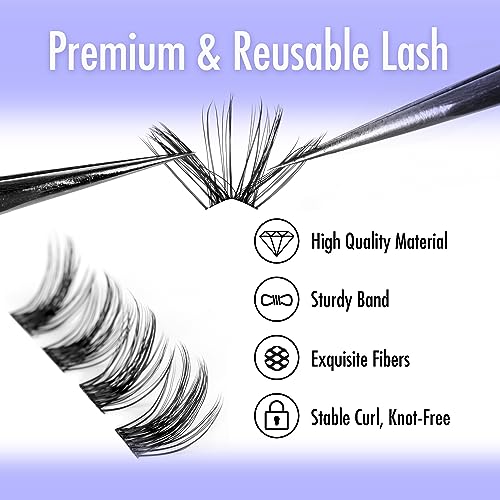 BEYELIAN Lashes Clusters, D Curl Cluster Lashes, Dense Look DIY Eyelash Extensions, 168pcs 10-16mm Super Thin Band & Soft Lashes, Reusable Volume False Lashes (P13)