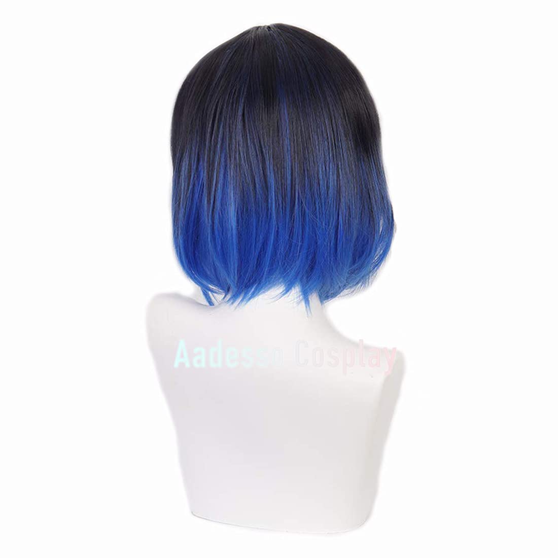 Aadesso Anime Kimetsu no Hashibira Inosuke Cosplay Wig Black Gradient Blue Wigs Synthetic Halloween Hair