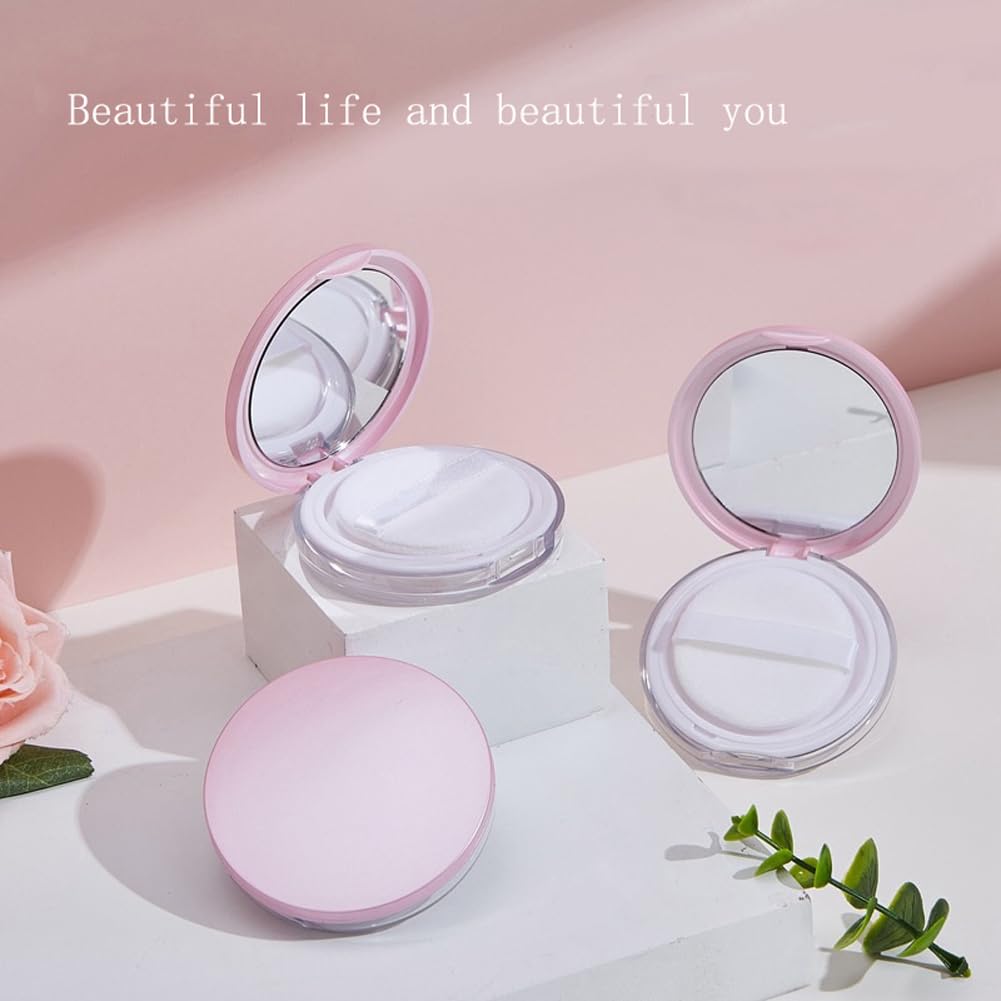 Skiennix Empty Plastic Loose Powder Compact - Reusable 5g Makeup Container with Mirror & Puff