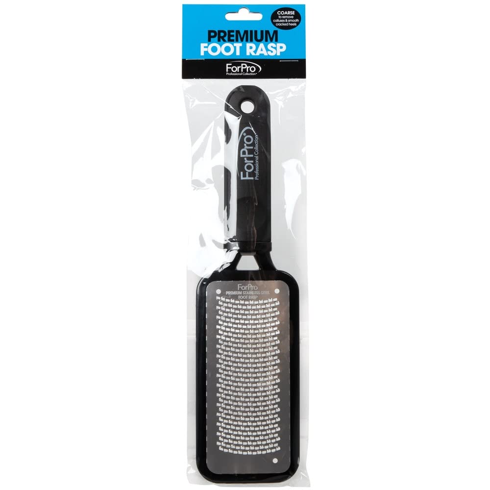 ForPro Professional Collection Premium Stainless Steel Foot Rasp - Colossal Callus Remover & Cracked Heel Smoother, 10.75" L x 2.75" W, Black