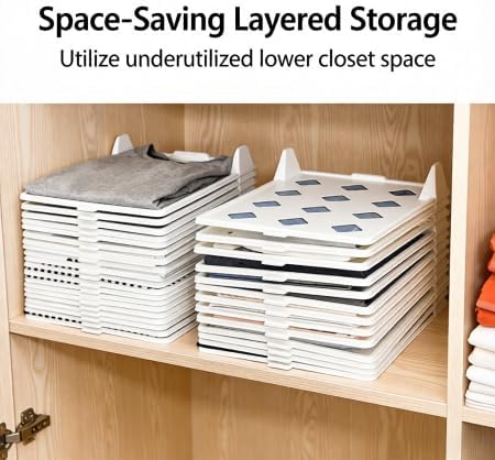 Skiennix 5-Piece Clothing Organizer - Stackable Closet Storage with Flip-Top Lid | Durable PP Material for T-Shirts and Shirts