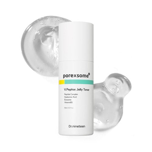 Dr.nineteen PoreXsome V.Peptox Jelly Tonerㅣ13 Peptides 25,000ppm + 10 Hyaluronic Acid(HA) + ExosomeㅣEssence Toner for Pore Tightening & CoolingㅣK-Skincare (5.07 fl.oz.)