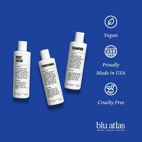 Blu Atlas Men's Natural Shampoo - Organic, Sulfate-Free & Paraben-Free - Deep Cleansing Hydration - 8 oz