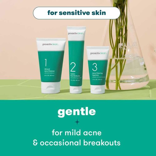Proactiv Clean 3-Step Acne Routine | Sulfur Cleanser, Azelaic Acid Serum & Moisturizer - 30-Day Kit for Sensitive Skin