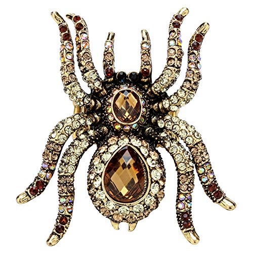 YACQ Women's Spider Stretch Rings Fit Finger Size 6.5 to 9 - Elastic Soft Band Perfect for Arthritis - Silk Scarf Holders - Lead & Nickle Free - 2-1/4 x 2-1/4 Inches - Halloween Costume Accessories