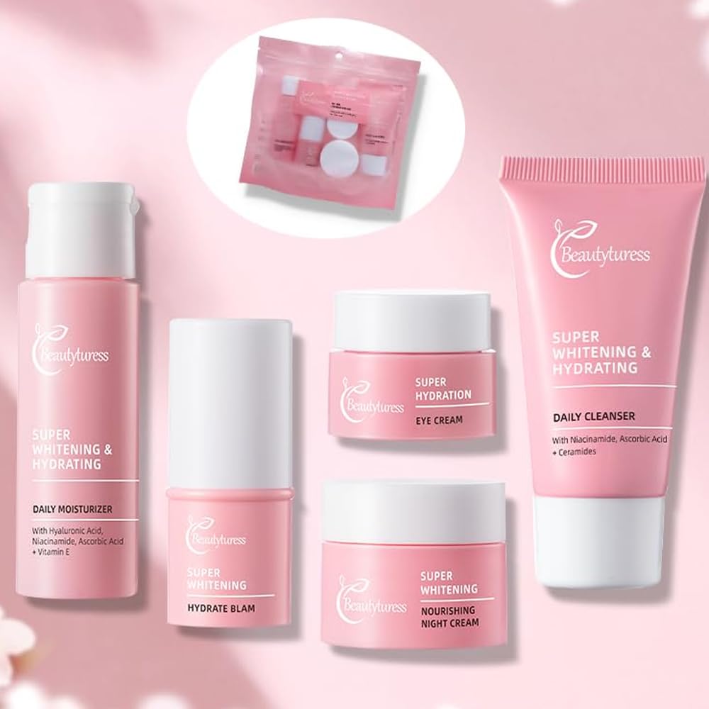 Skiennix Hydrating Mini Skincare Set - Travel-Friendly Kit with Cleanser, Serum, Balm & Eye Cream