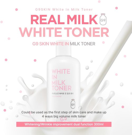 G9SKIN White In Milk Toner - Hydrating & Brightening Facial Toner with Milk Protein | 300ml / 10.14 Fl.Oz