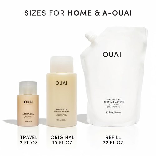 OUAI Medium Hair Shampoo - Hydrating Shampoo for Color Treated Hair & Dry Scalp - Nourishes, Strengthens, Reduces Breakage & Adds Shine - Coconut Oil, Babassu, Keratin - Sulfate Free, 10 Oz