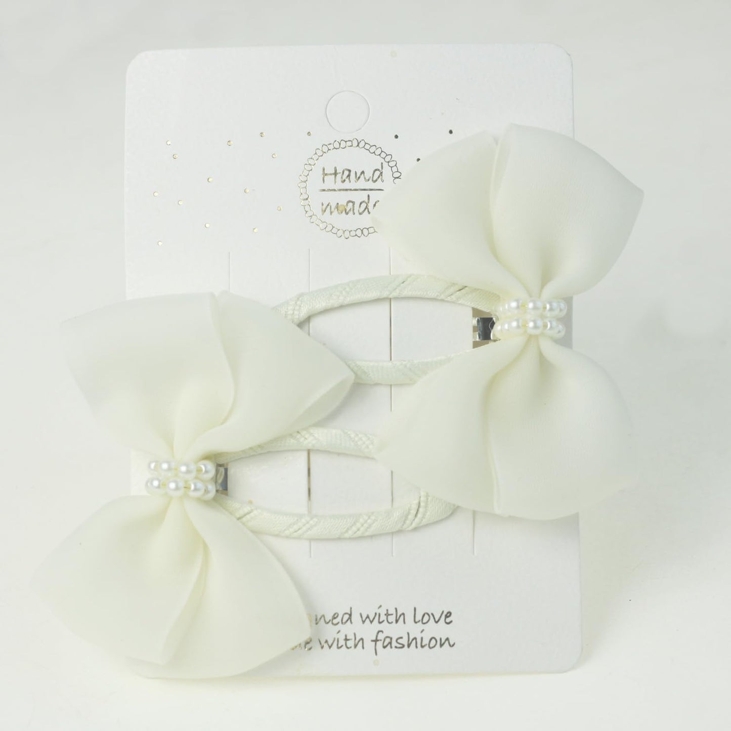 Nihao Baby Off White First Communion Hair Accessories Pearls White Wedding Baptism Christening Hair Bows -2 PCS