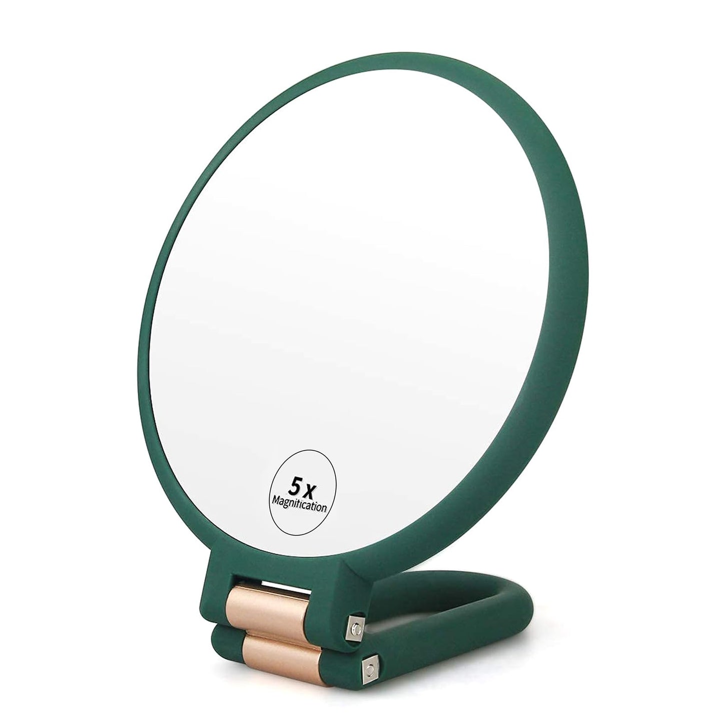 Novadex 1x 5X Magnifying Mirror, Handheld Hand Mirror with Handle, Travel Hand Held Vanity Mirror, Compact Double Sided Portable Magnification Small Make Up Mirrors for Precision Makeup (Army Green)