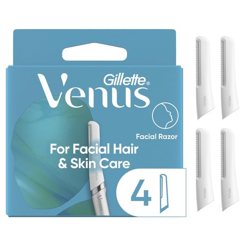 Gillette Venus Facial Razor Refills - Exfoliating Dermaplaning Blades, 4-Count for Smooth Skin