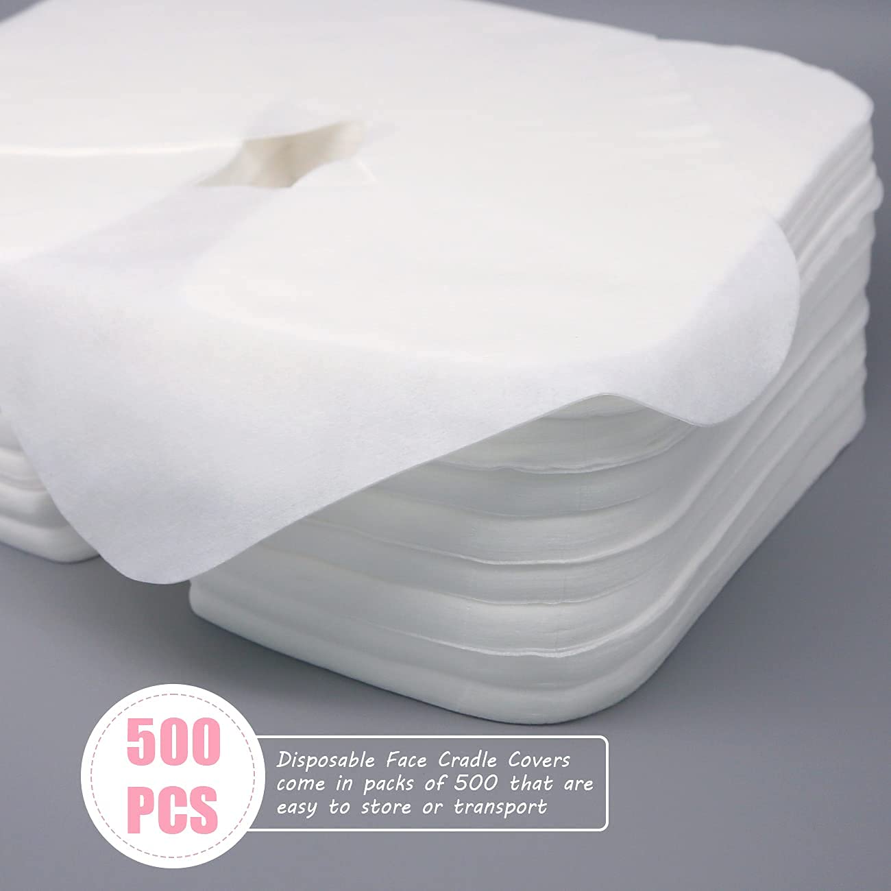 Skiennix Disposable Face Cradle Covers - Medical-Grade Cotton for Massage Tables | 500 Count, 14.17 x 10.6 Inches