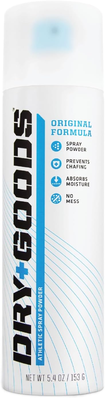 Dry Goods Athletic Spray Powder 5.4oz - Stay Dry & Fresh, Absorbs Moisture, Reduces Chafing