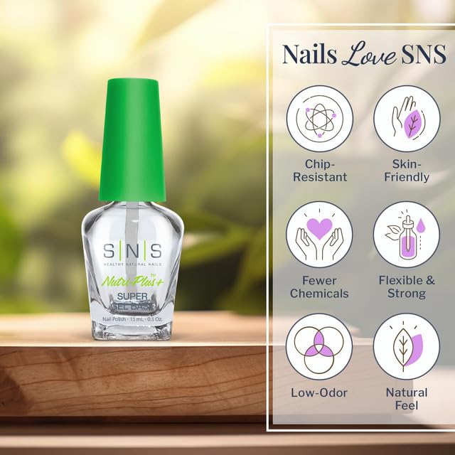 SNS Base Coat Nail Polish - Long-Lasting, Fast-Drying Gel Base | Low-Odor, No UV Lamp - 0.5 Oz