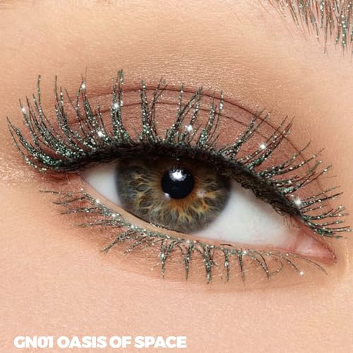 FOCALLURE Star Drifter Glitter Mascara Topper, Long Lasting Quick Dry Soft Gel, Subtle Blue Shimmer Finish, BL01 INCEPTION