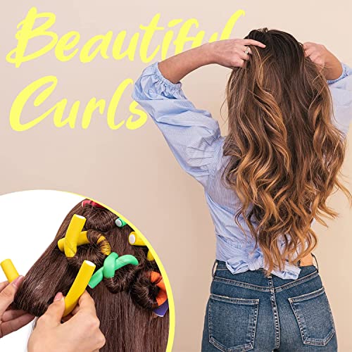 xnicx 42 pcs 7" Flexi Rods,Hair Curlers Rollers Flexible Curling Rods,Heatless Bendy Foam Hair Curls for Long,Medium,Short Hair to Sleep in,with Hair Dryer Bonnet for Quick Shaping(Black)