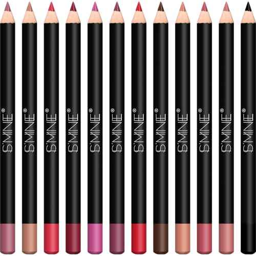 IS'MINE Matte Lip Liner Set - 12 Assorted Colors High Pigmented Natural Lip Makeup Soft Pencils Longwear Smooth Ultra Fine (Color Set -1)