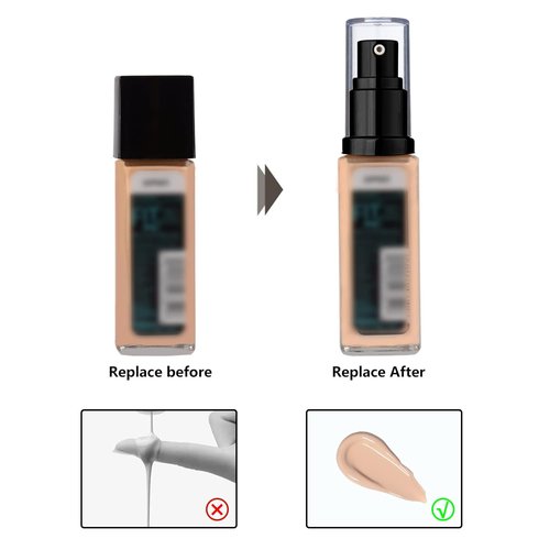 Chris.W Foundation Pump - Compatible With Maybelline Fit Me Liquid Foundation | 2-Pack (Black)