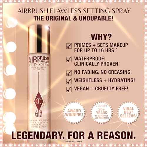 Charlotte Tilbury Airbrush Flawless Setting Spray - Ultra-Fine Hydrating Mist to Prime & Set Face Makeup For Up to 16Hr - Soothes, Blurs Pores & Calms Skin
