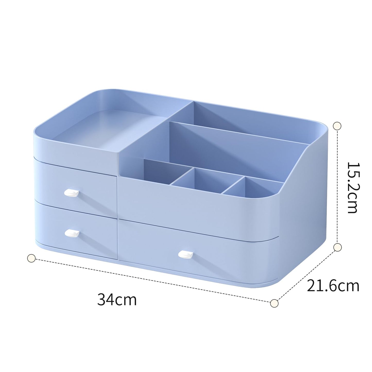 MIUOPUR Makeup Organizer for Vanity, Large Capacity Desk Organizer with Drawers for Cosmetics, Lipsticks, Jewelry, Nail Care, Skincare, Ideal for Bedroom and Bathroom Countertops - Large Blue