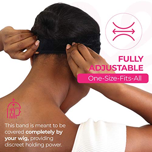 MILANO COLLECTION WiGrip, the Original Comfort Grip Band, Adjustable Wig Band for Tension-Free Glueless Wig, Nonslip Wig Headband, Tension-Free, One Size Fits All, Black