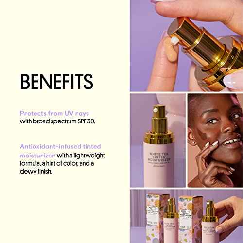 Winky Lux White Tea Tinted Moisturizer SPF 30 - Buildable Coverage with Facial SPF, Lightweight Sunscreen for Face, Naturally Radiant Finish, Long Lasting Coverage with Vitamin E, Light