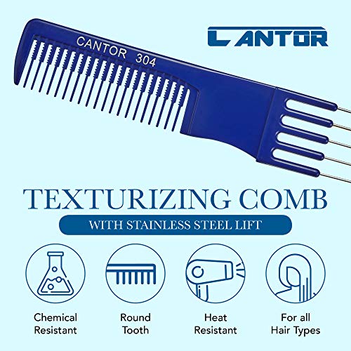 Lift Teasing Comb and Hair Pick – 1 Pack Stainless Still Lifts - Chemical and Heat Resistant Detangler Comb – Anti Static Comb For All Hair Types – By Cantor