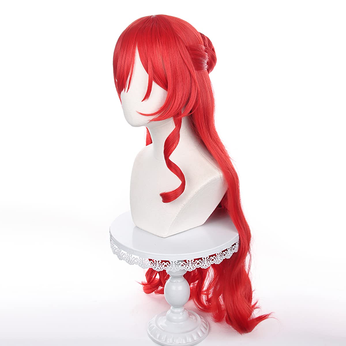 XiongXiongLe Game Honkai Star Rail Cosplay Role Himeko Red Shaped Long Curly Hair Replacement Wig for Women Girls Cos Party Halloween Christmas(Himeko)