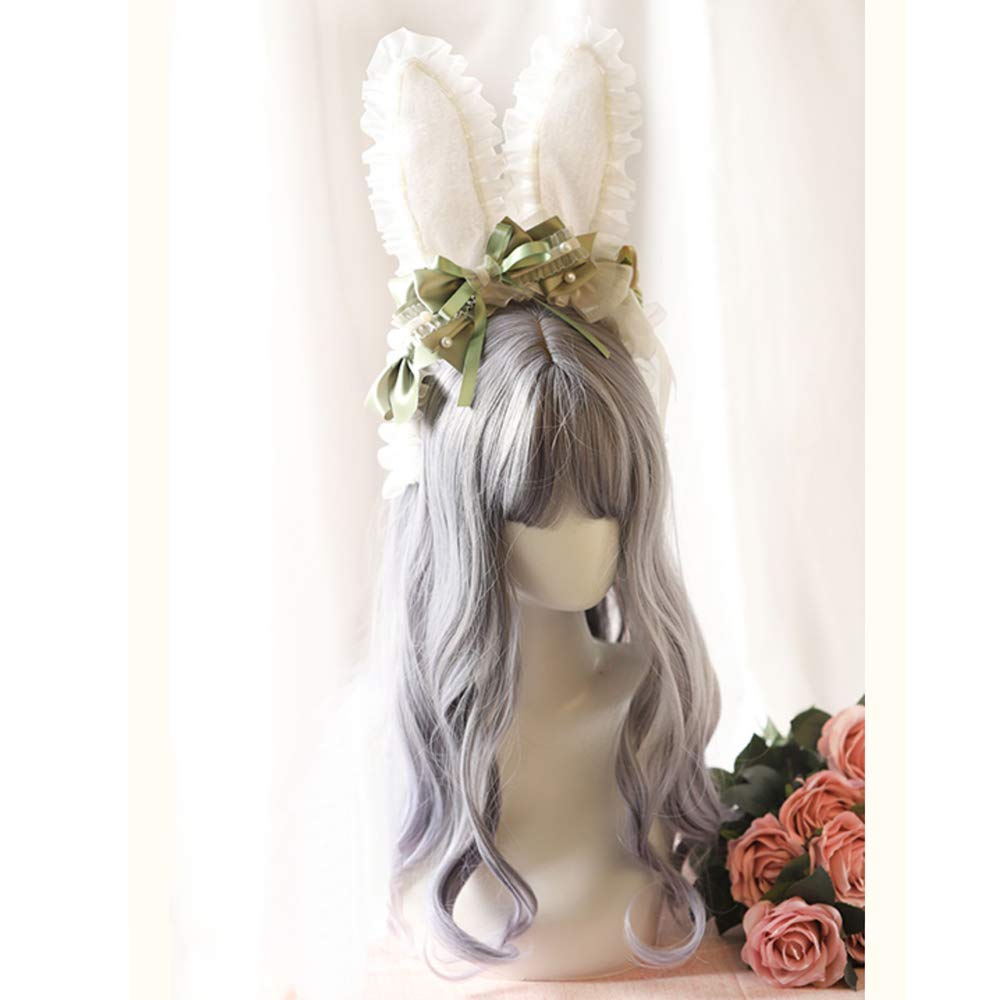 YOMORIO Bunny Ears Hair Hoop Lolita Anime Cosplay Headband Animal Ears Headwear (Green)