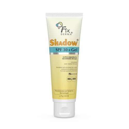 Fixderma Shadow SPF 30+ Gel Sunscreen for Face - Broad Spectrum UVA/UVB Protection | Water-Resistant & Lightweight - 2.64 Oz