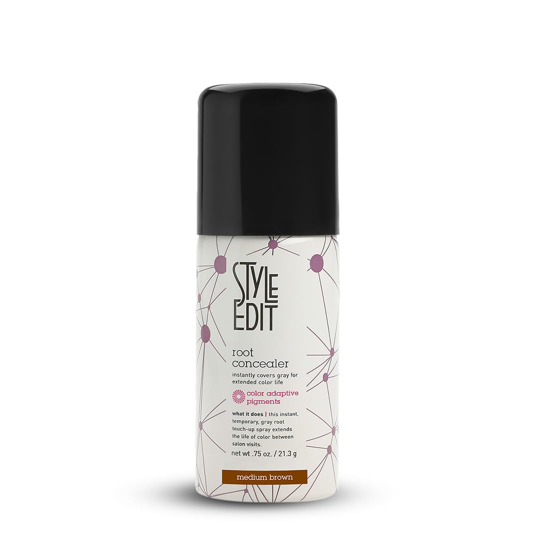 Style Edit Travel Size Root Touch Up Spray - Temporary Gray Hair Concealer for Thinning Hair | Medium Brown, 0.75 oz