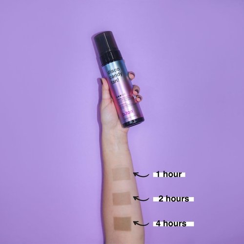 b.tan Large Candy Scented Self Tanner Mousse - Party Size Disco Candy Tan | 1 Hour Express Dark Foam, Sweat-Proof & Transfer Resistant, 10.1 Fl Oz