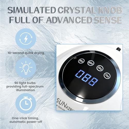 500W Professional UV LED Nail Lamp with 90 LEDs - Smart Sensor & 4 Timers for Fast Curing Gel Polish - Salon-Grade Nail Dryer for Home and Professional Use