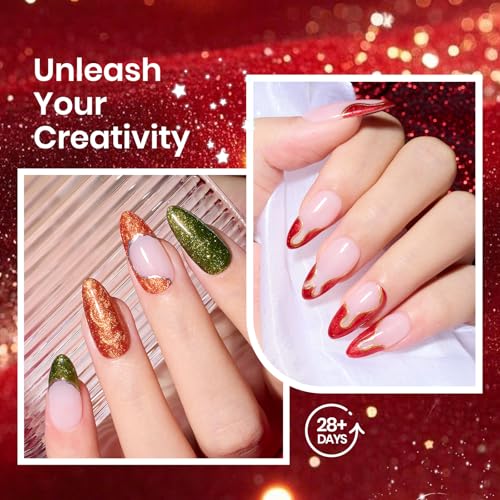 Beetles Glitter Gel Polish, 6 Pcs Pink Silver Platinum Gel Polish Kit Soak off Uv Lamp Shimmer Purple Pink Green Gold Glitter Nail Polish Kit Holiday Spring Gift Design for Party