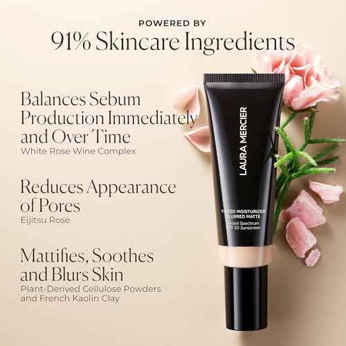Laura Mercier Tinted Moisturizer Blurred Matte with SPF 30: 24HR+ Shine Control and Blurring, Long Lasting, Sheer to Light, Buildable Coverage, Blurs the Look of Pores, Skin Tint
