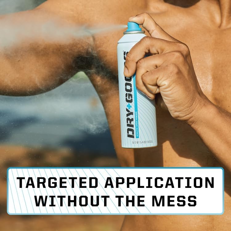 Dry Goods Athletic Spray Powder 5.4oz - Stay Dry & Fresh, Absorbs Moisture, Reduces Chafing