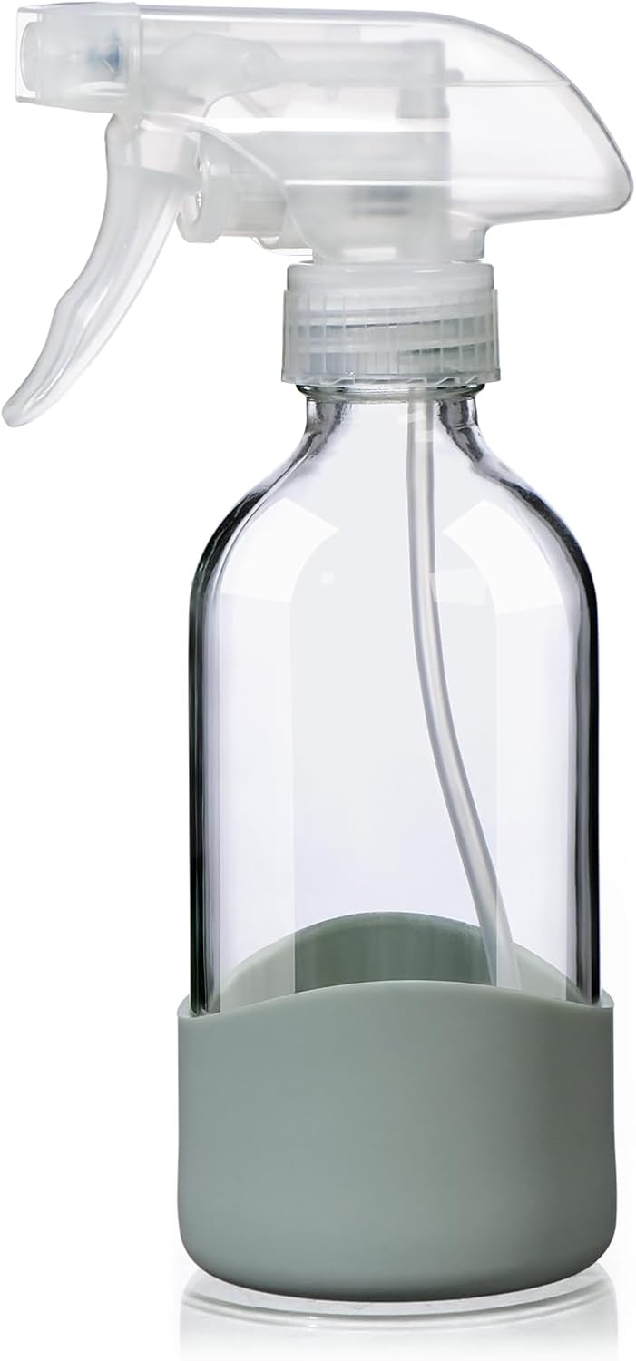 Skiennix 8oz Clear Glass Spray Bottles - Refillable, Leakproof Design for Cleaning, Hair, Plants & Essential Oils | Eco-Friendly, Adjustable Nozzle