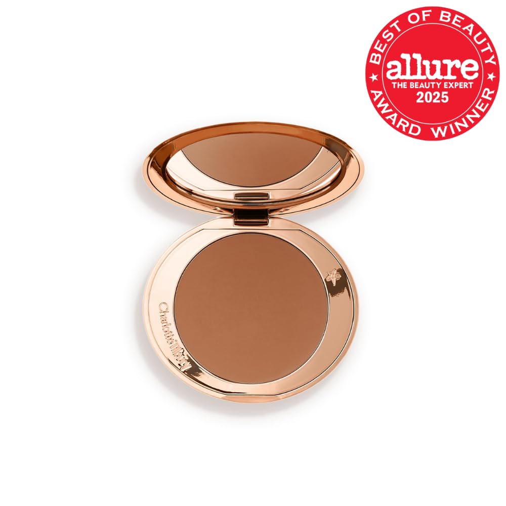 Charlotte Tilbury Airbrush Matte Bronzer - Smoothing Powder for Flawless Skin - Refillable & Infused with Hyaluronic Acid