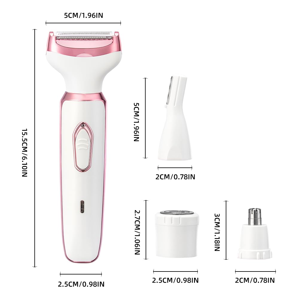Electric Razor for Women 4 in 1 Rechargeable Painless Body Razors and Facial Hair Remover for Bikini Leg Body Face Underarm