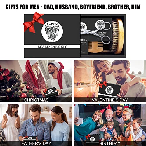 RAFFIN Beard Kit for Men, Birthday for Men's Care w/Oil,Balm, Brush, Comb - Christmas Stocking Stuffers for Men,Gifts for Him/Husband/Boyfriend/Daddy/Dad