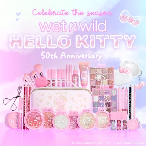 wet n wild Hello Kitty Highlighter, Multi-Dimensional Glow with Iridescent Pearls, Silky-Smooth Buildable & Blendable Formula, Cruelty-Free & Vegan - Cheerleader