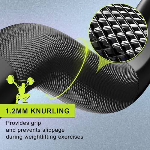 Olympic Barbell With EZ Curl Bar - 2 Inch Sleeve, Knurled Grip, Bearings - Weightlifting Bar for Strength Training, Home Gym Use