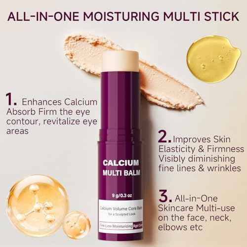Calcium Balm Stick, Calcium Volume Multi Balm, 2pc Collagen All-in-One Moisturing Multi Stick for Face Eye Neck Hydrating Make Up Base Mist Moisture