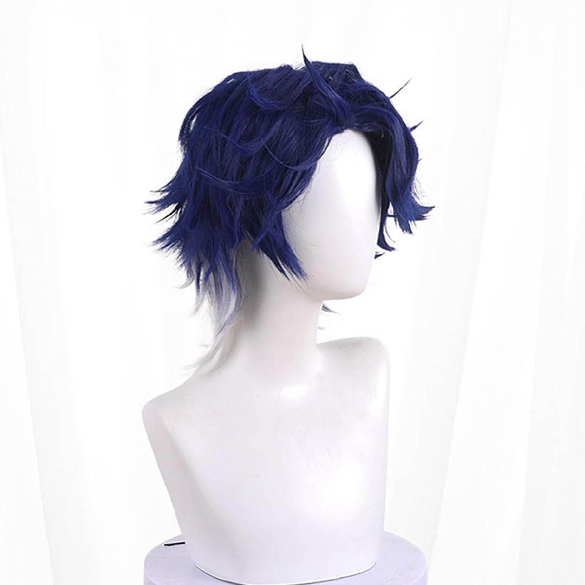 XiongXiongLe Game Honkai Star Rail Cosplay Sampo Dark Blue Short Curled Hair Replacement Wig for Women Girls Cos Party Halloween Christmas(Sampo)